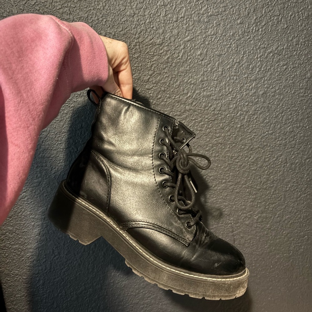 Madden Girl Black Combat Boots